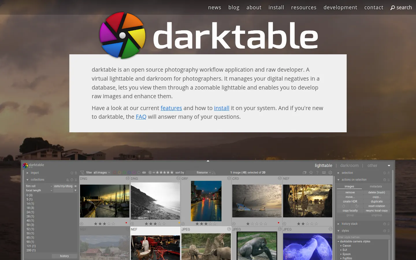 darktable官方页面或官网提供的产品图