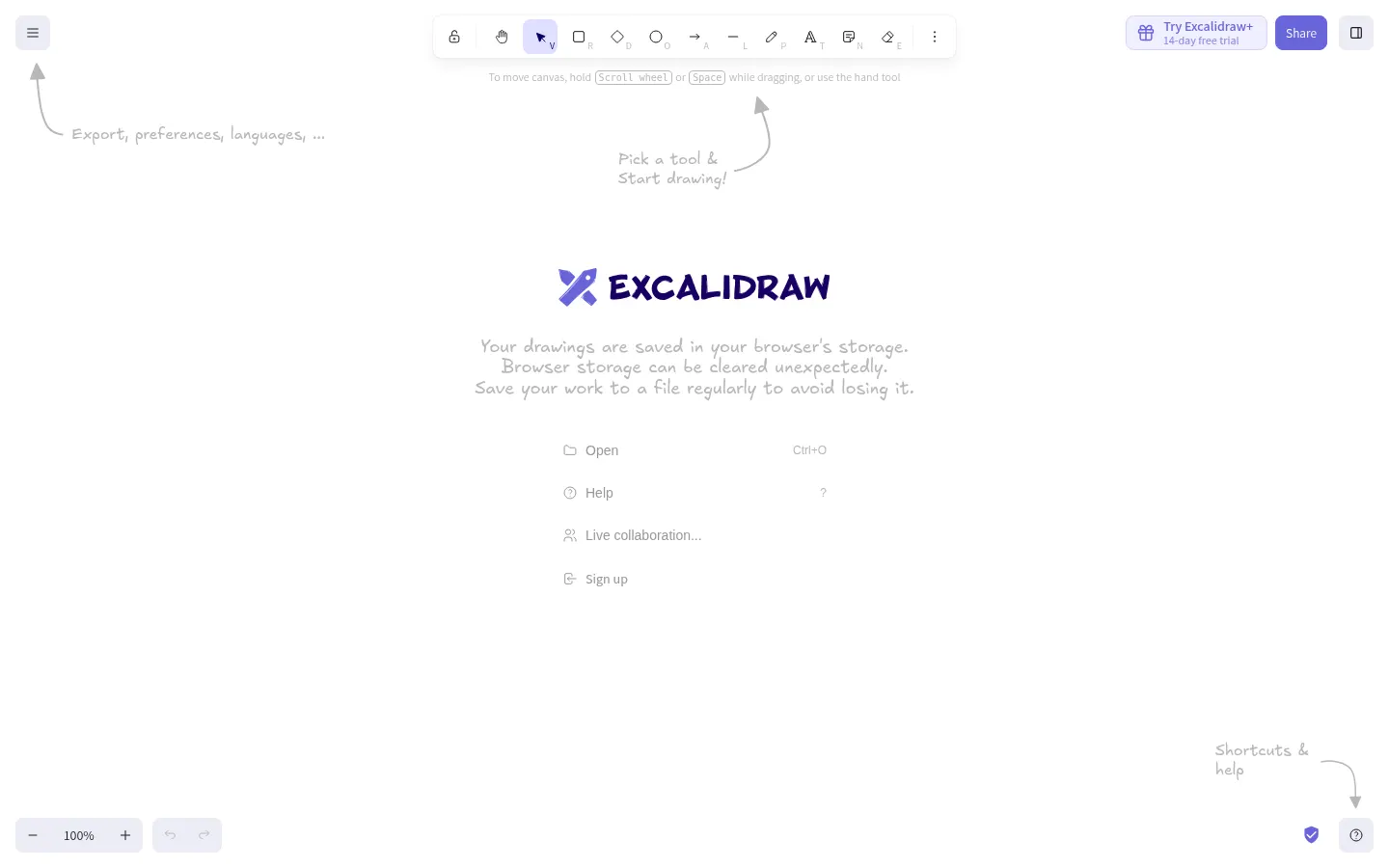 Excalidraw官方页面或官网提供的产品图