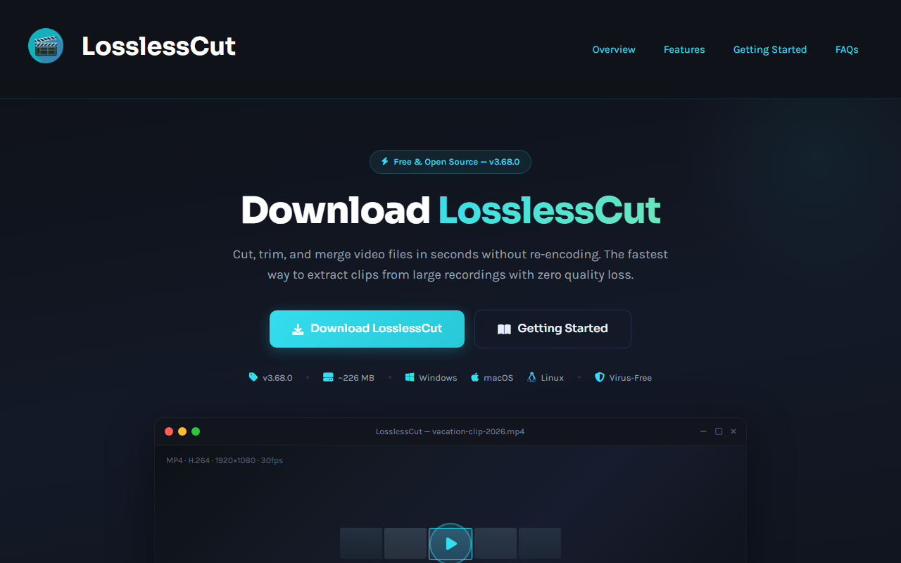 LosslessCut 截图