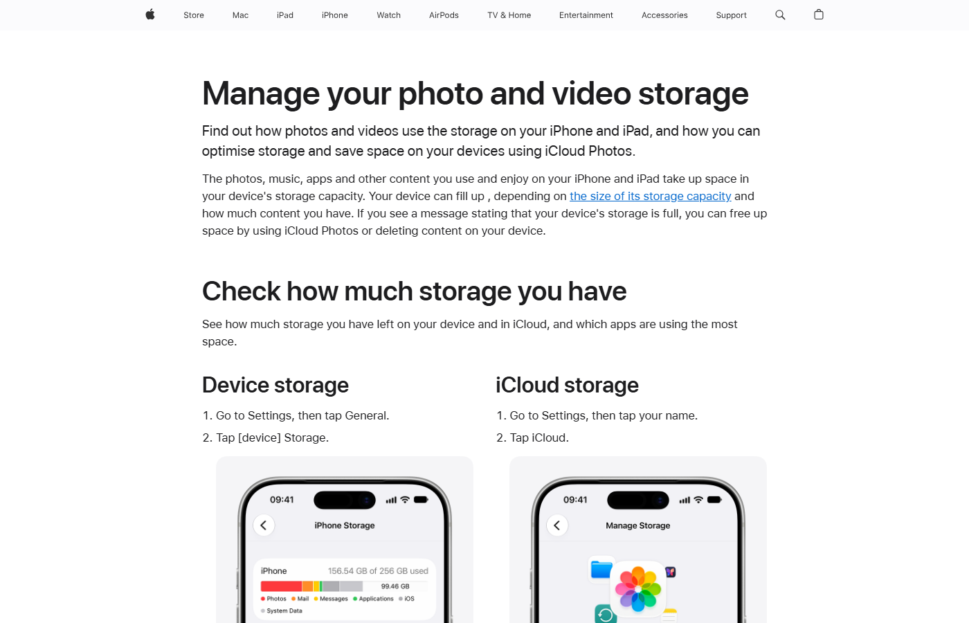 Apple 官方管理照片与视频储存说明