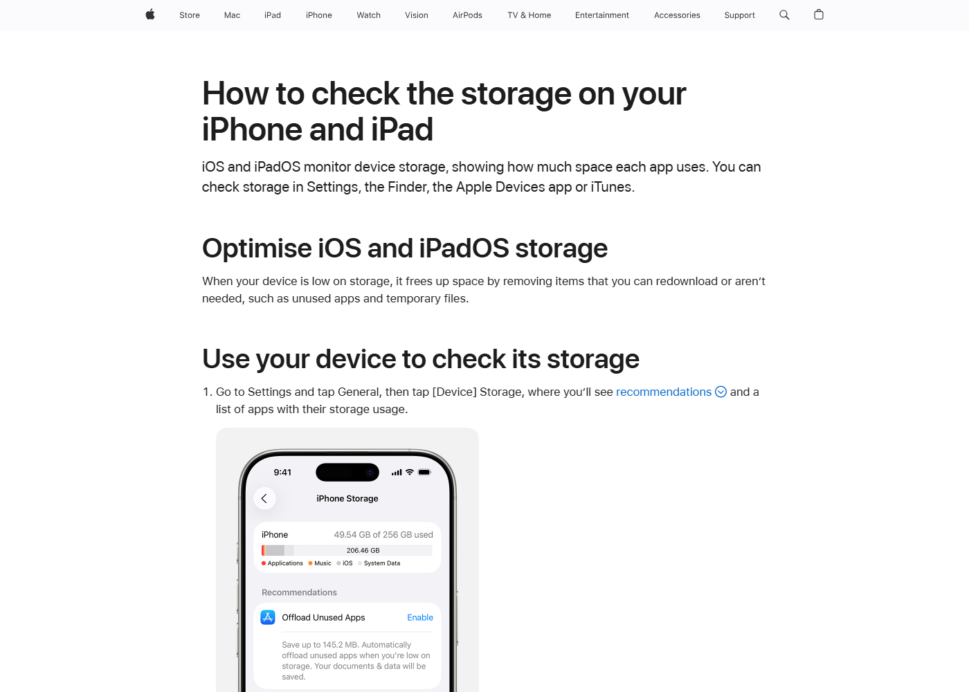 Apple 官方 iPhone 储存分类与卸载删除说明